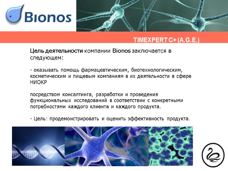 TIMEXPERT C+ (A.G.E.) Цель деятельности компании Bionos заключается в следующем:   оказывать помощь